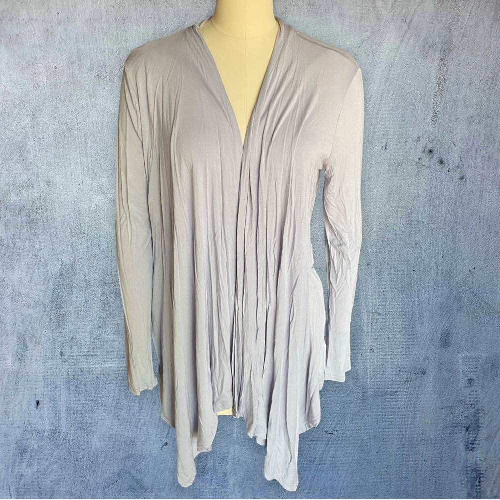 She + Sky Light Gray Open Cardigan